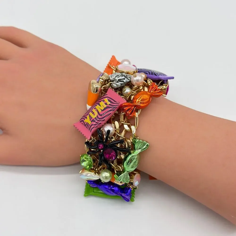 Betsey Johnson Halloween Candy Statement Bracelet Glow In The Dark NEW